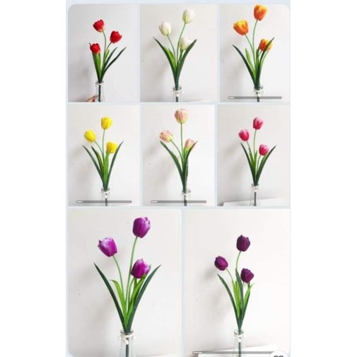 Hoa tulip lụa - hoa tulip giả 3 bông to