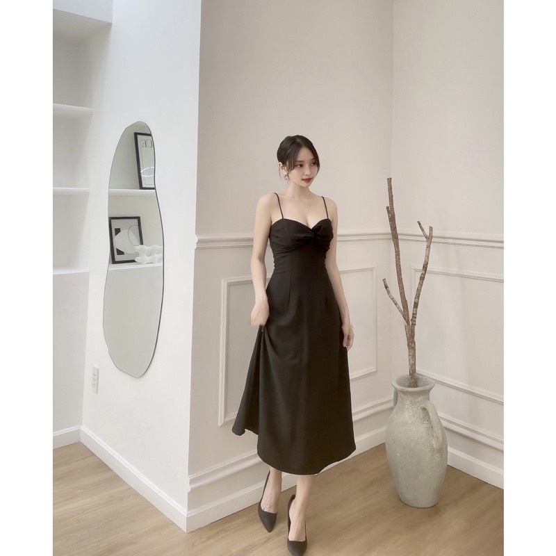 Đầm maxi 2 dây nhiều màu xoắn ngực đi biển, du lịch mùa hè Sun Fashion
