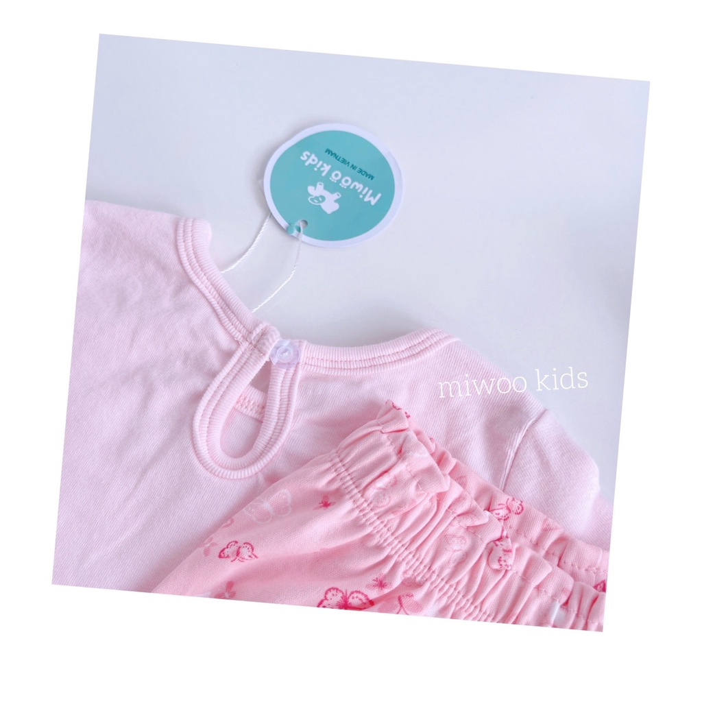 Đồ bộ bé gái Miwoo bộ quần áo bé gái mặc nhà thun áo thun trơn quần hoa - SGM SGMH