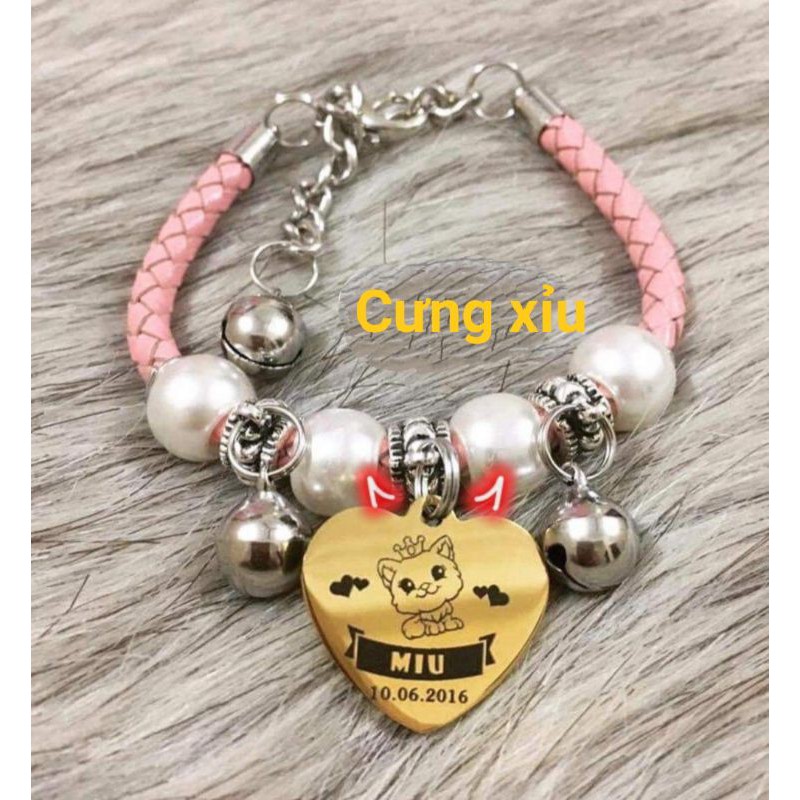 Bộ vòng cổ bảng tên chó mèo khắc miễn phí