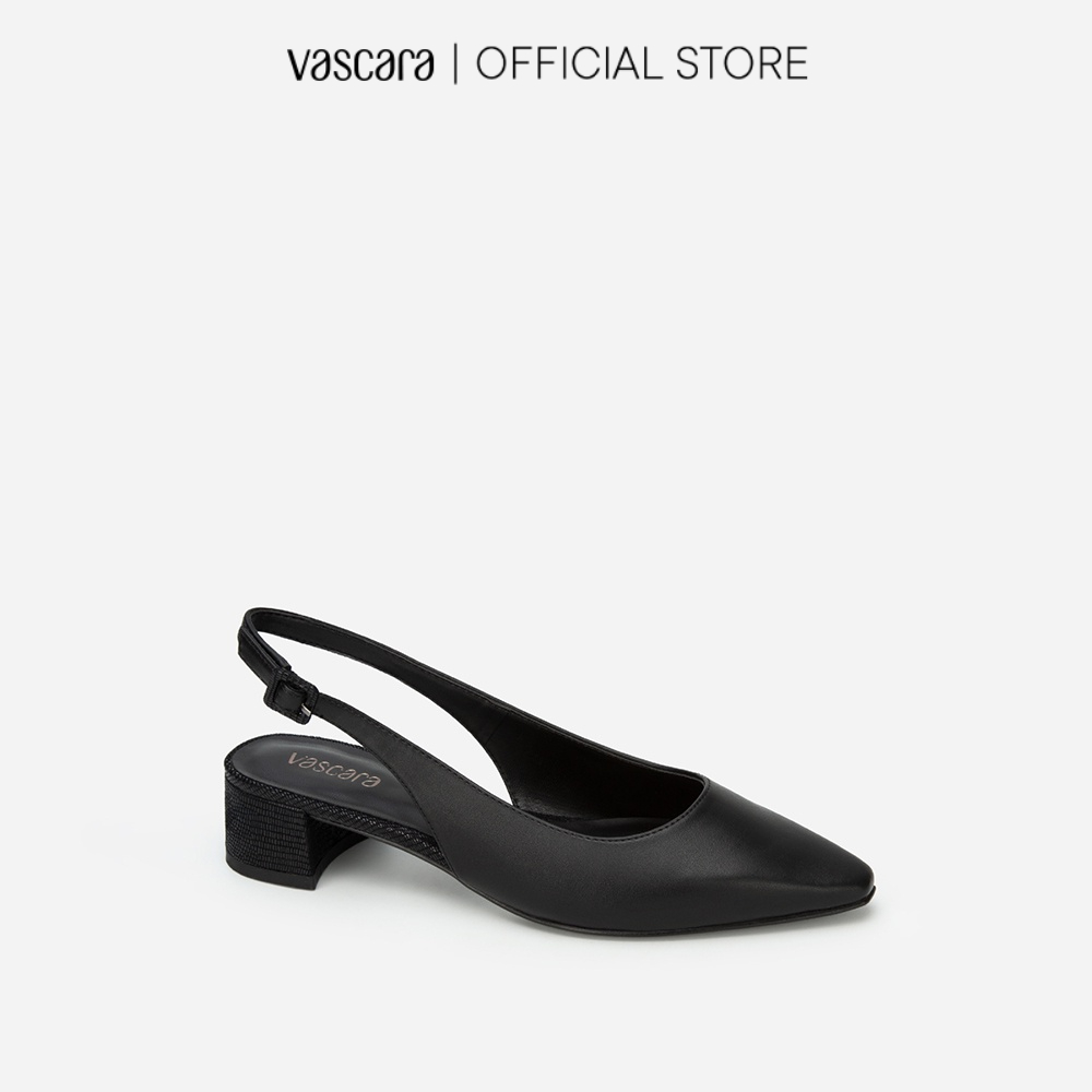 Vascara Giày Slingback Gót Vân Da Kỳ Đà - BMN 0516 - Màu Đen