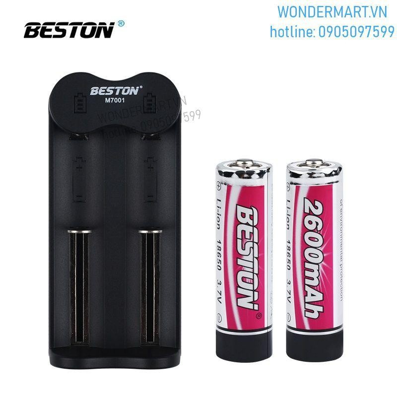 Bộ sạc pin Li-ion 3.7V 2 cổng kèm 2 pin sạc Beston 18650 2600mAh