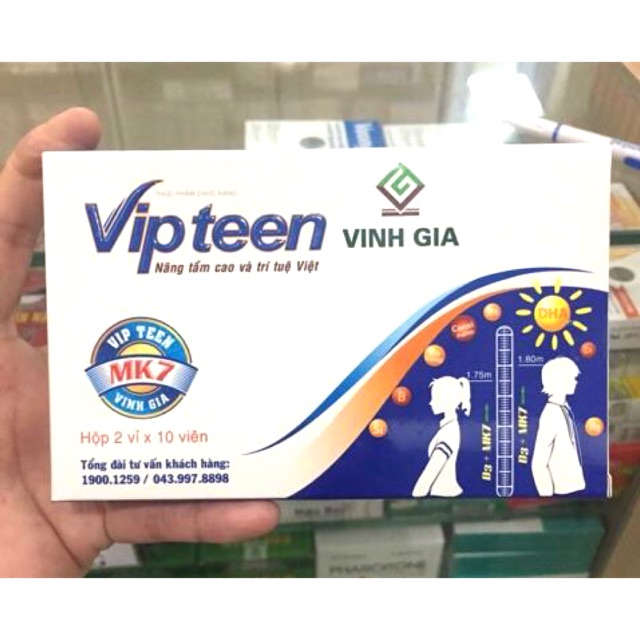 ✅ Vipteen hỗ trợ tăng chiều cao ( D3 MK7 ) hộp 20 viên