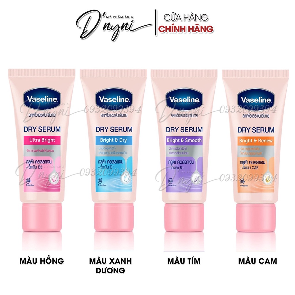 Serum Huyết Thanh Khử Mùi Làm Trắng Da Vùng Cánh Tay Vaseline Antiperspirant Dry 45ml Thái Lan