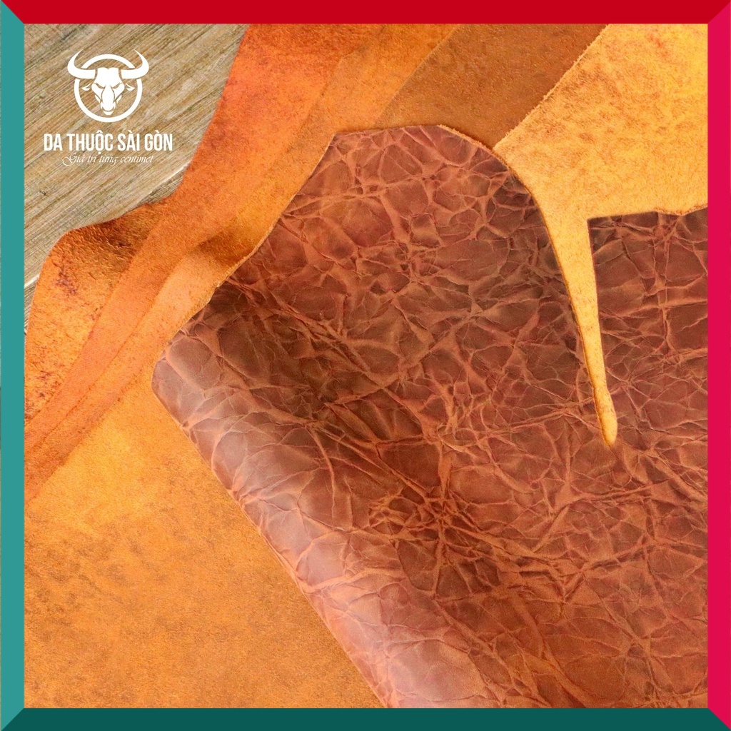 Da bò sáp ngựa điên có vân màu bò cháy thương hiệu Da Thuộc Sài Gòn - BSAV-03