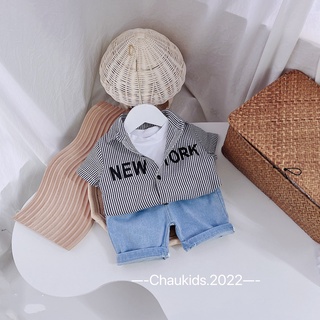 Set 3ct áo kẻ new york bé trai
