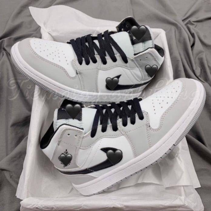 (bachhoa) [FREE SHIP] Giày thể thao JD1 Retro High Light Smoke Grey cao cổ xám logo đen, Giầy jordan xám cổ cao