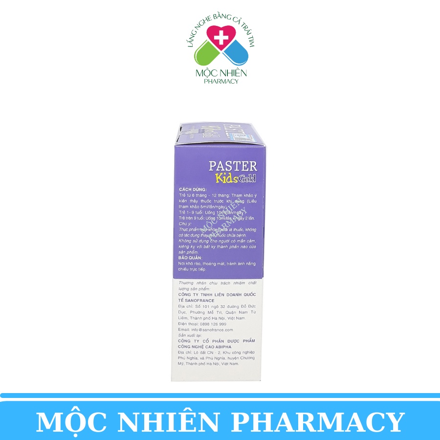 Tăng Sức Đề Kháng Cho Bé, Tăng Sức Đề Kháng, Paster Kids Gold, Vị Thơm Ngon, Dễ Uống, Mộc Nhiên Pharmacy