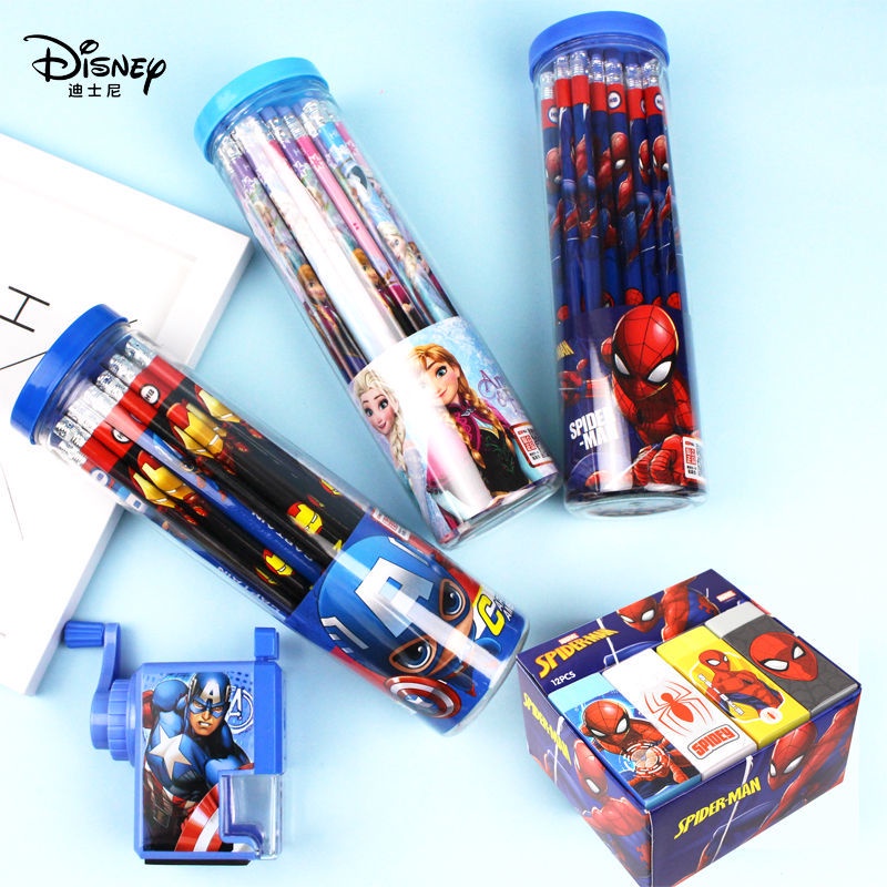 Disney ♛Bút Chì Đầu Tròn HB Họa Tiết Marvel Ice Snow Dành Cho Trẻ Em