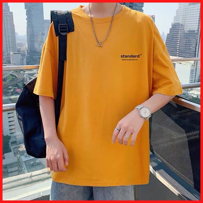 Áo Thun Nam Unisex Màu Vàng Nghệ In Logo standerd DLX