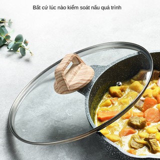 ﹉◄◙Chảo chống dính vân đá Maifan gia dụng bếp ga âm từ chuyên
