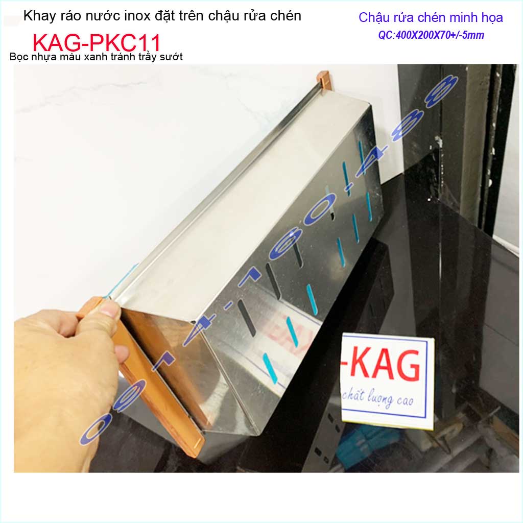 Khay ráo nước chậu rửa chén KAG-PCK11 inox 304, rổ ráo chậu chén inox dập Thái lan 40xm x20cm thiết kế sang trọng tiện d