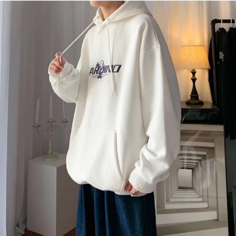 Áo hoodie dáng rộng in họa tiết hoạt hình phong cách Nhật Bản thời trang năng động cho nam và nữ size M-5XL
