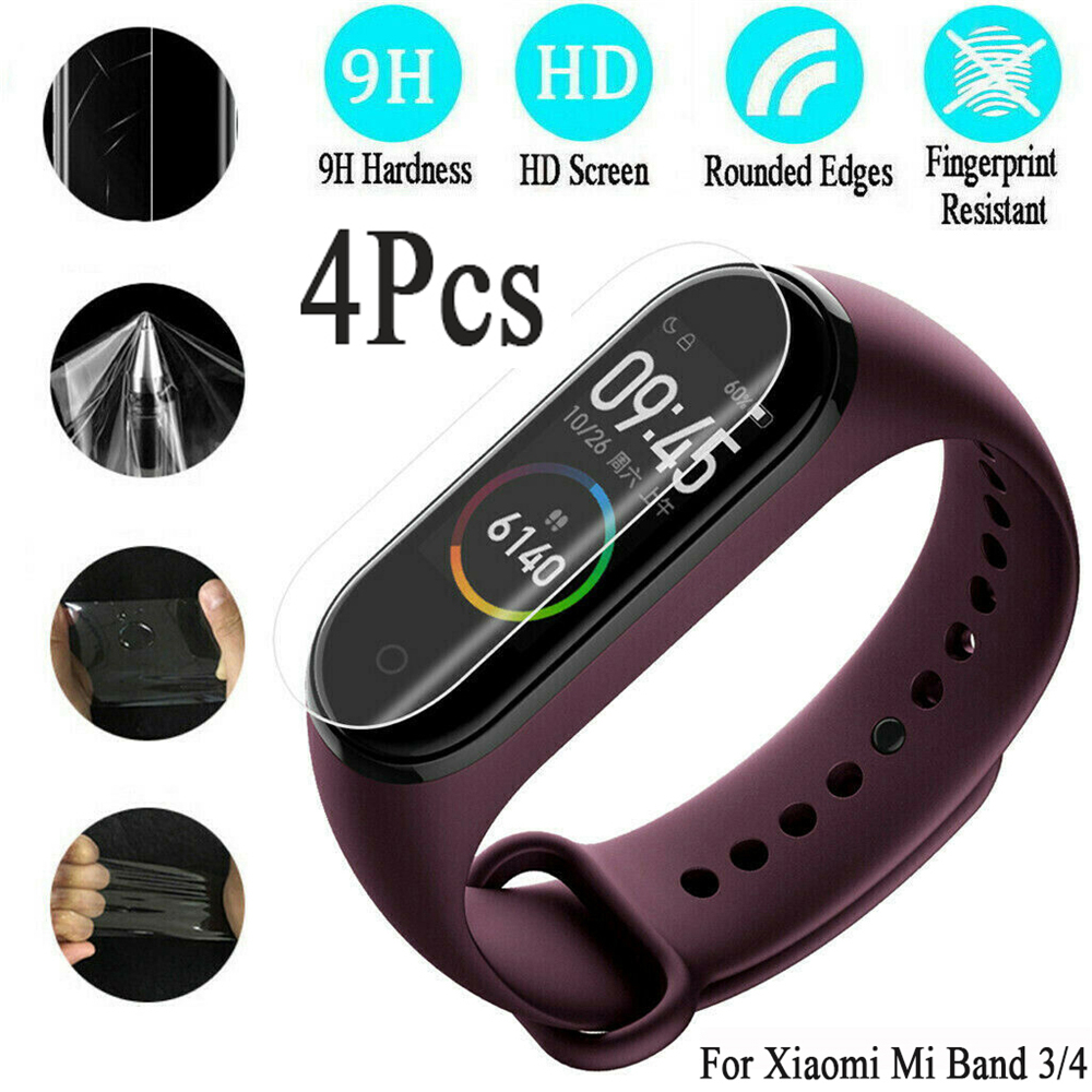 Set 4 Miếng Dán Tpu Mềm Siêu Mỏng Bảo Vệ Màn Hình Chống Trầy Cho Đồng Hồ Thông Minh Mi Band 3 / 4