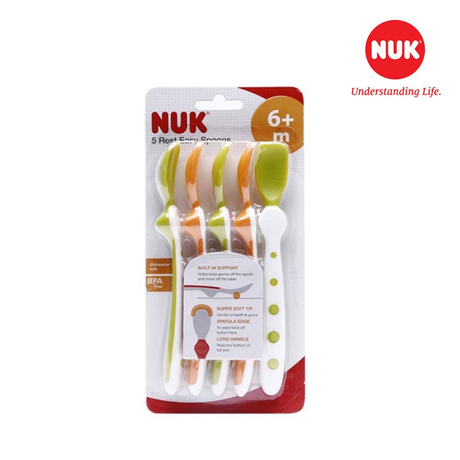 Thìa Mềm Ăn Dặm Cho Bé NUK Thiết Kế Tay Cầm Thoải Mãi, Dễ Lấy Thức Ăn, Chất Liệu Nhựa PP, TPE An Toàn NU78812