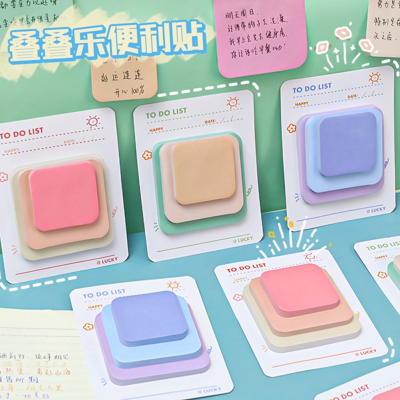 Set 90 Tờ Giấy Ghi Chú Hình Vuông 3 Kích Cỡ 3 Màu Sắc Tùy Chọn Tiện Dụng Cho Văn Phòng / Trường Học