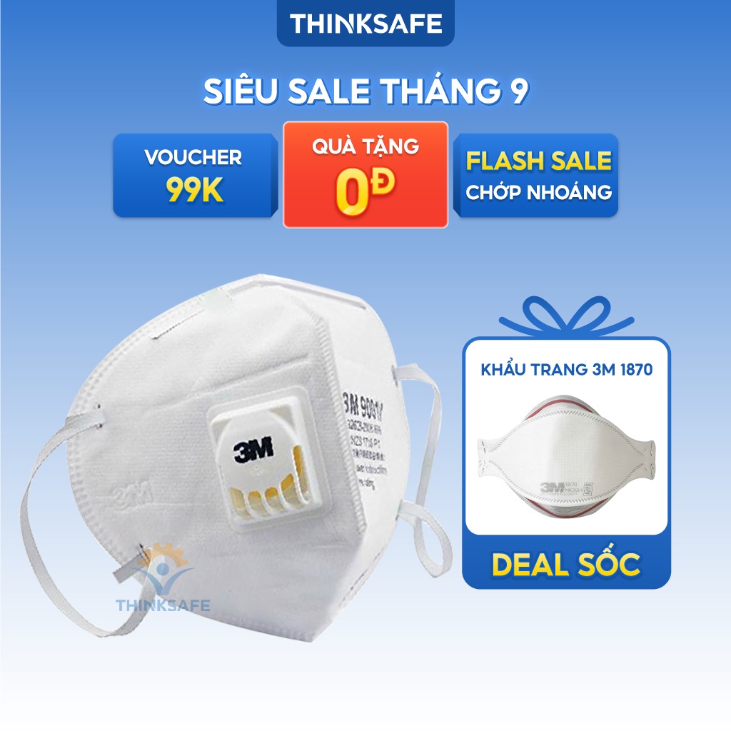 Khẩu trang có van 3M Thinksafe, vải kháng khuẩn, chống bụi mịn, phòng dịch, đẹp, chính hãng 3M - 9001V -3M 9501 -3M 9001