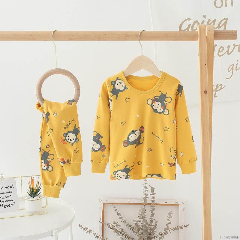 Bộ Đồ Ngủ Pijama Dài Tay Họa Tiết Hoạt Hình Cho Bé Từ 2-8 Tuổi