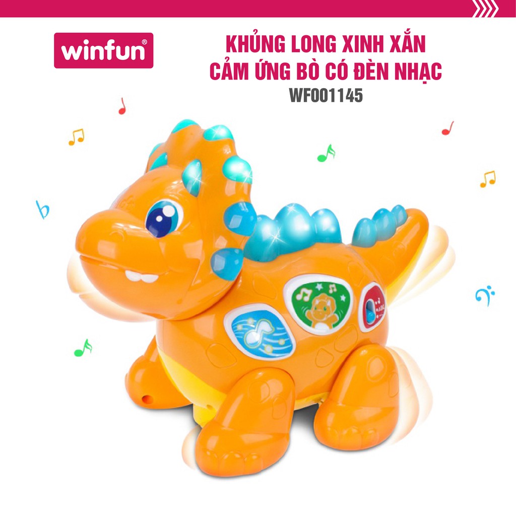 Khủng long cảm ứng biết đi ngộ nghĩnh Winfun - 1145 - Đồ chơi tập bò vận động đuổi bắt cho bé - học chữ số có nhạc