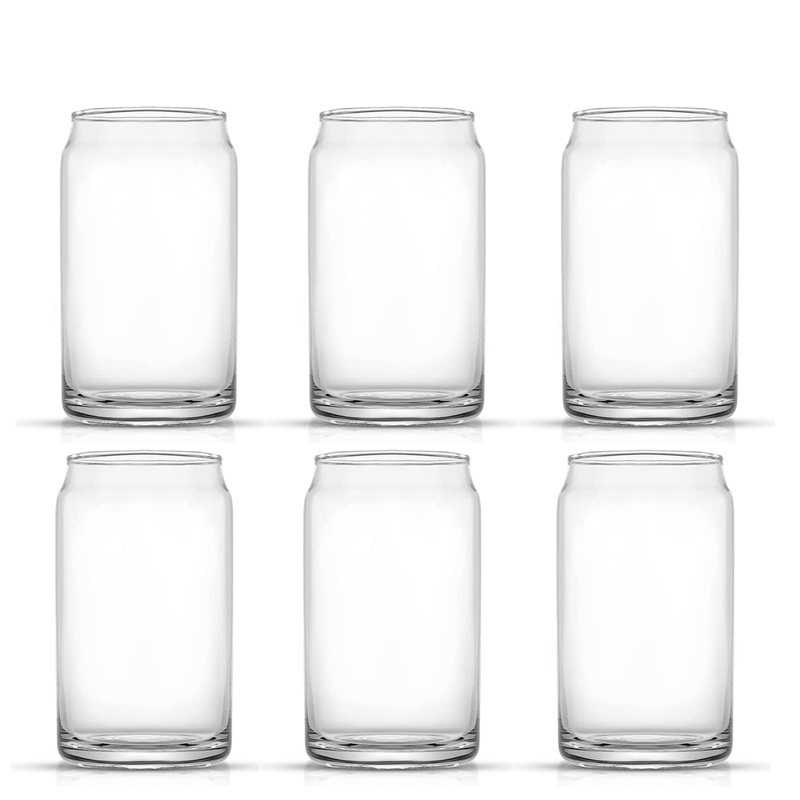 Bộ Cốc Thủy Tinh Uống Bia 6-16Oz Cốc Thủy Tinh Trong Suốt Hình Lon Soda Dễ Thương