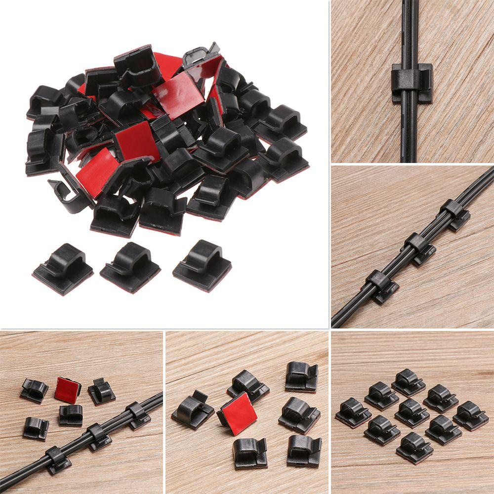 Bộ 50 Kẹp Nhựa Cố Định Dây Cáp Tự Dính Chắc Chắn
