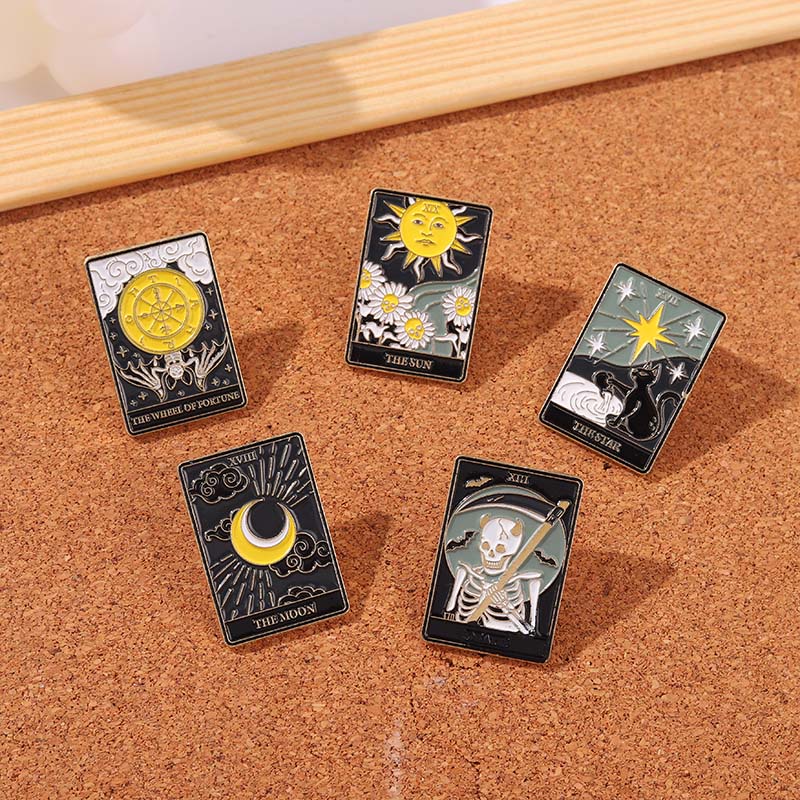 Ghim Cài Áo Hình Bộ Xương Tarot Tráng Men Phong Cách Gothic Punk Thích Hợp Làm Quà Tặng Cho Bé