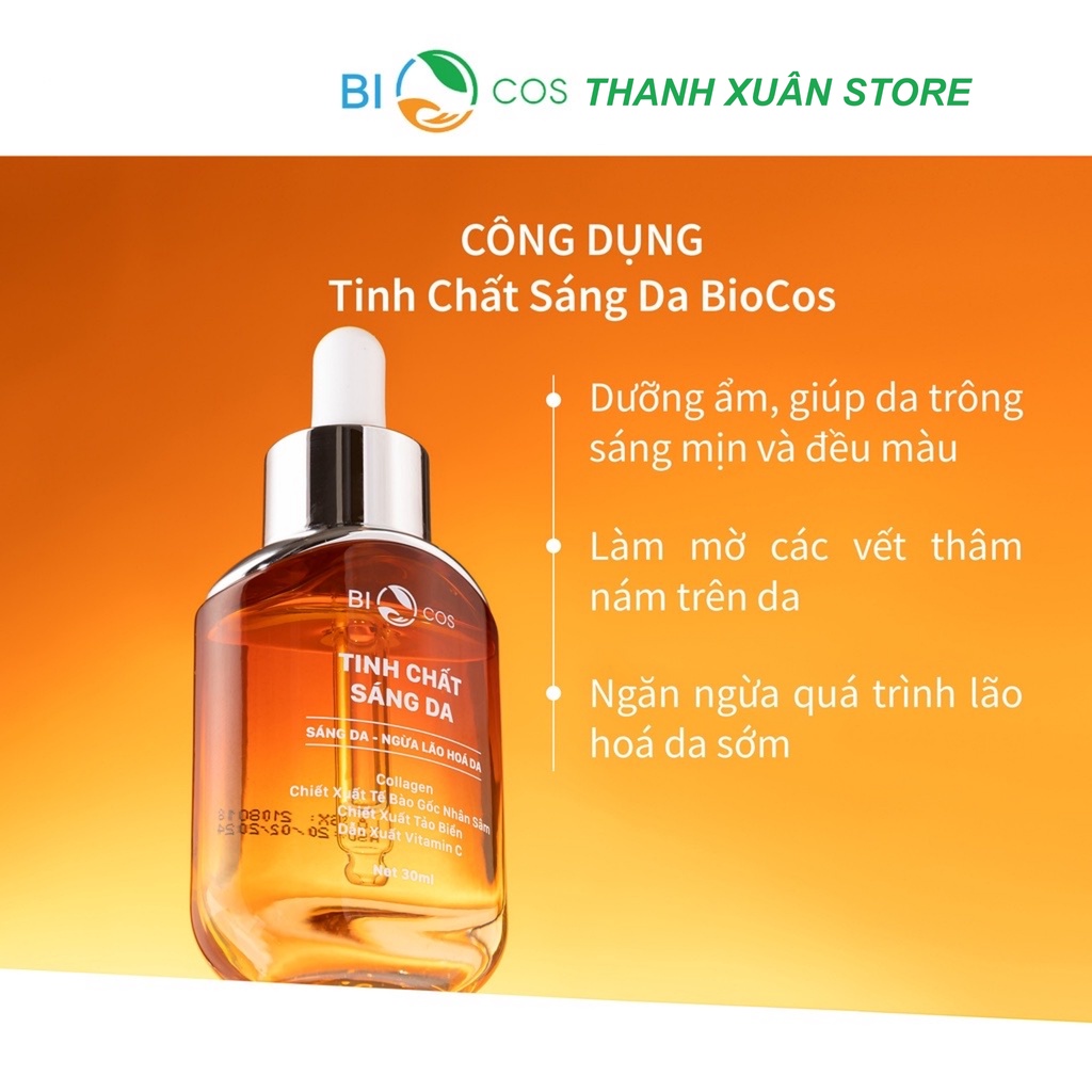 Tinh Chất Serum Dưỡng Trắng Sáng Da Mặt BioCos, Chứa Vitamin C Chống Lão Hóa, Dưỡng Ẩm Da Và Se Khít Lỗ Chân Lông.