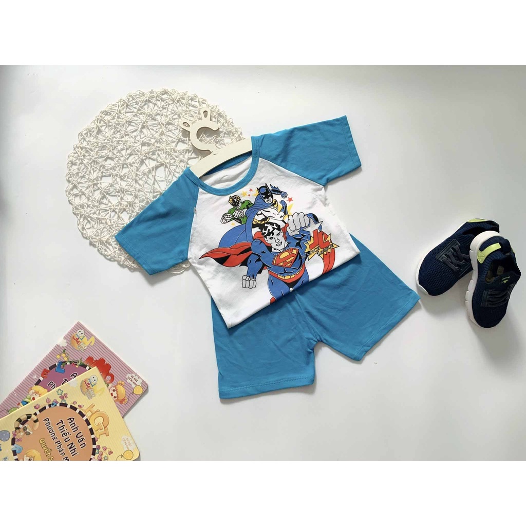 [MẪU MỚI] BỘ CỘC TAY CHẤT COTTON XUẤT XỊN IN HÌNH SIÊU NHÂN CHO BÉ TRAI 10-24KG. ẢNH CHỤP THẬT. VIDEO THẬT