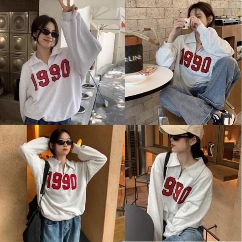 Áo sweater polo dài tay unisex dưới 80kg chất thun Maxi.Store - Áo polo dài tay phối khóa cổ 1990 | BigBuy360 - bigbuy360.vn