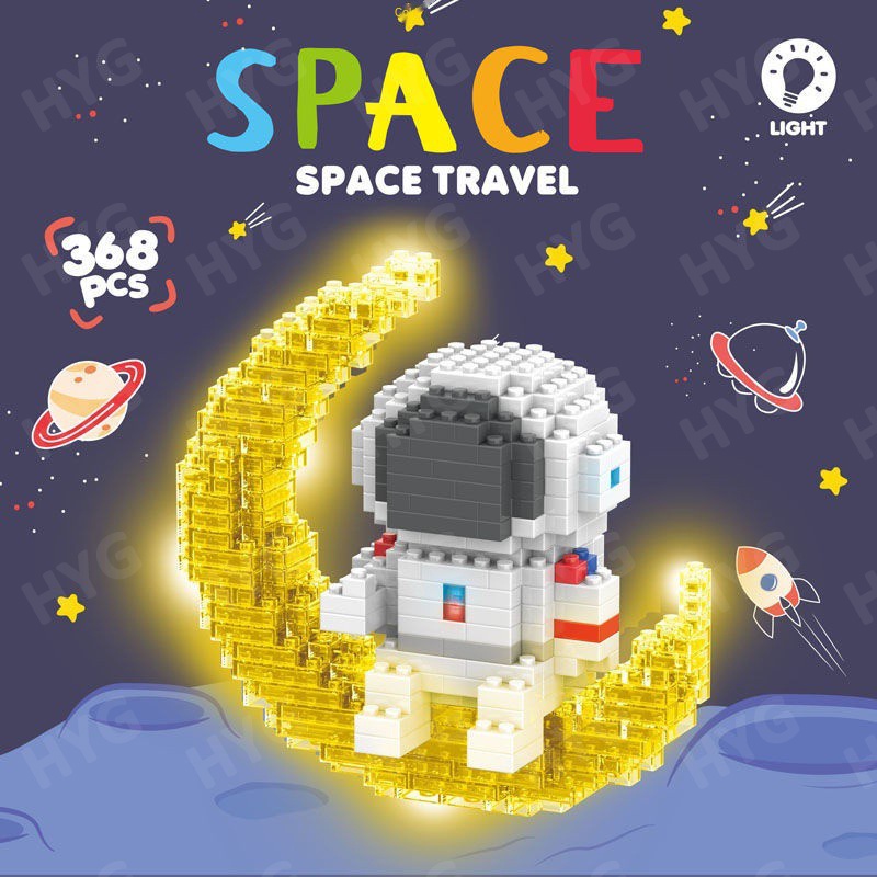 Đồ chơi lắp ráp HYG TOYS kiểu phi hành gia 3D có đèn LED sáng tạo thú vị dành cho trẻ em