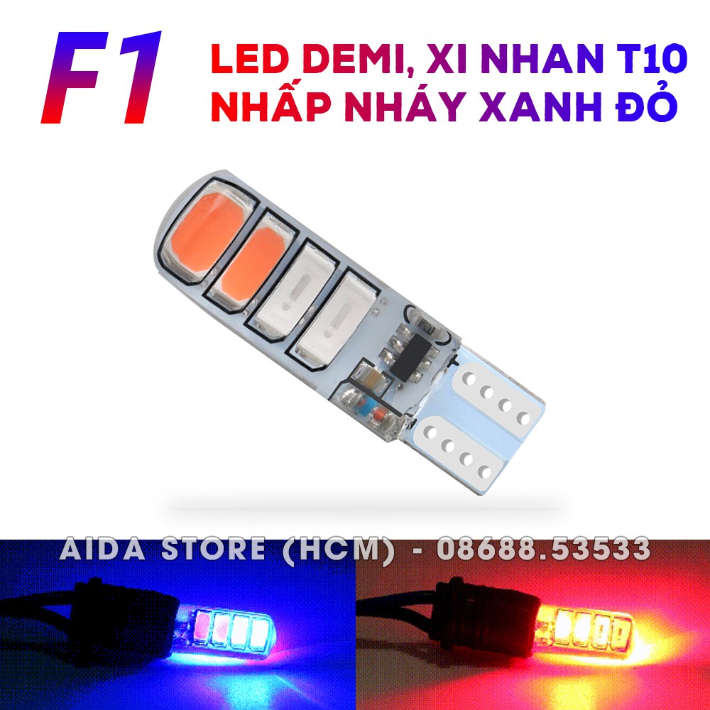 [Mã LIFEAUMAY giảm 10% tối đa 30k đơn 150k] 01 bóng đèn LED T10 5630 12v chớp F1 lắp cho demi, xi nhan xe máy