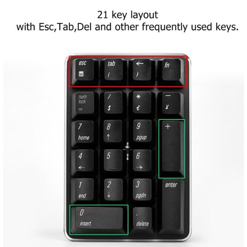 Smart 21 Key 2.4G Wireless/Bluetooth Mechanical Numeric Keypad Notebook,Desktop,Financial Accounting Wireless Keypad