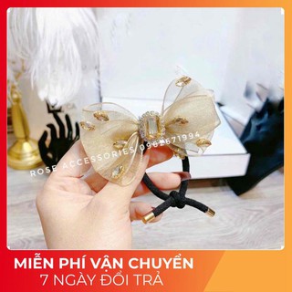 Dây cột tóc hình nơ đính đá phong cách hàn quốc
