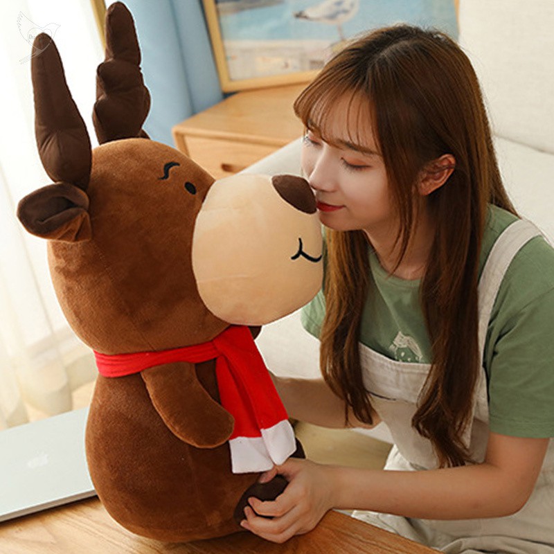 [d] Christmas Plush Toy Elk Doll Stuffed Animal Birthday Doll Pillow for Children Girl Women