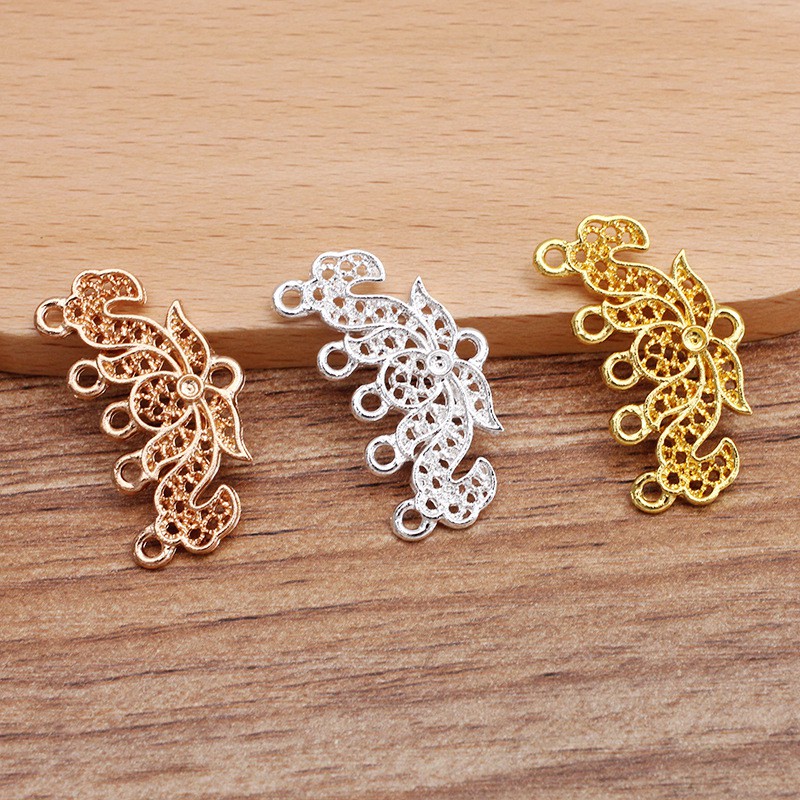 Phiến treo đúc họa tiết hoa sen 17*31mm nguyên liệu làm trâm làm trang sức cổ trang cosplay cổ phục có màu KC