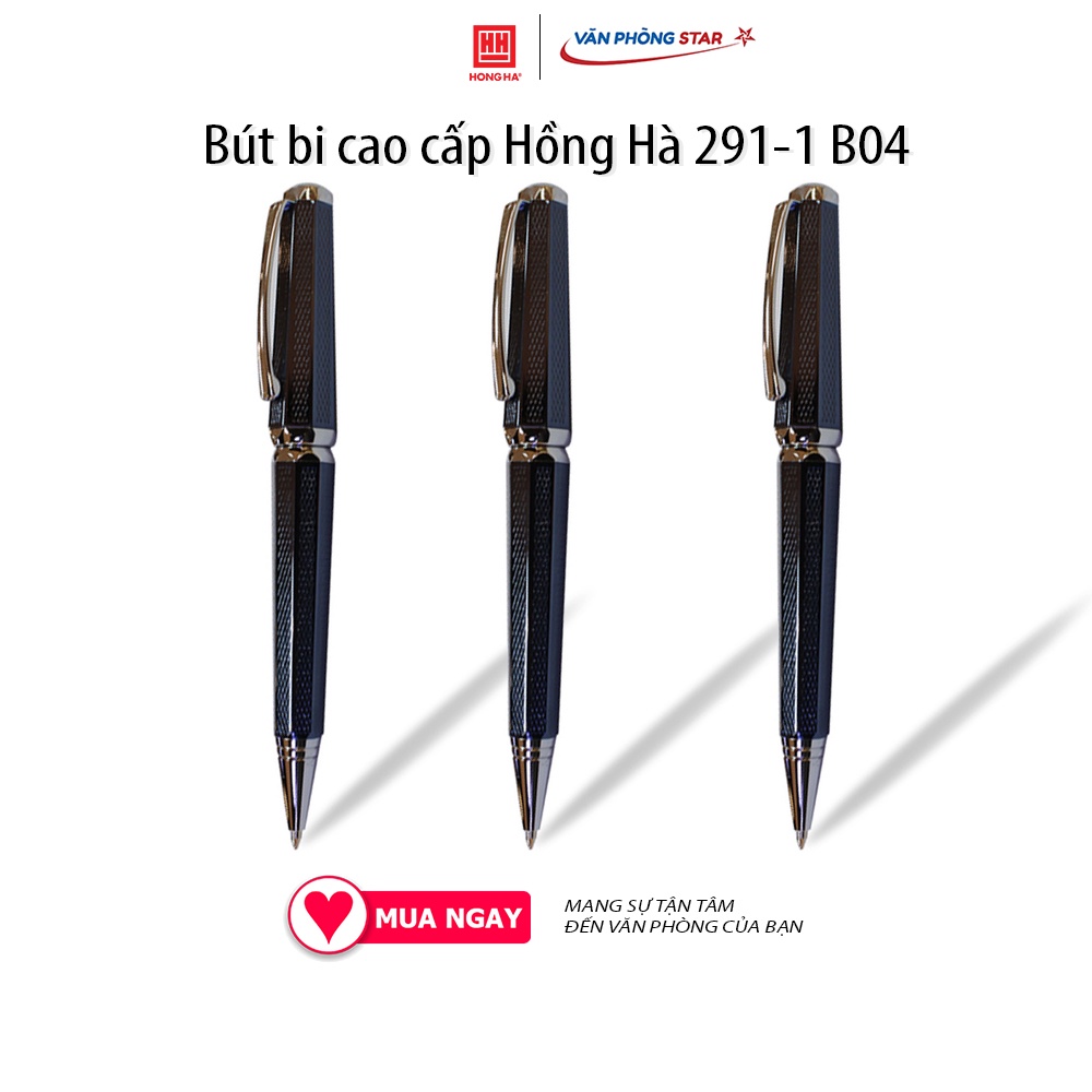Bút bi cao cấp Hồng Hà 291-1 B04 | Bút quà tặng - 9029, Màu mực xanh - Kích thước nét viết 1mm Vỏ bút bằng hợp kim
