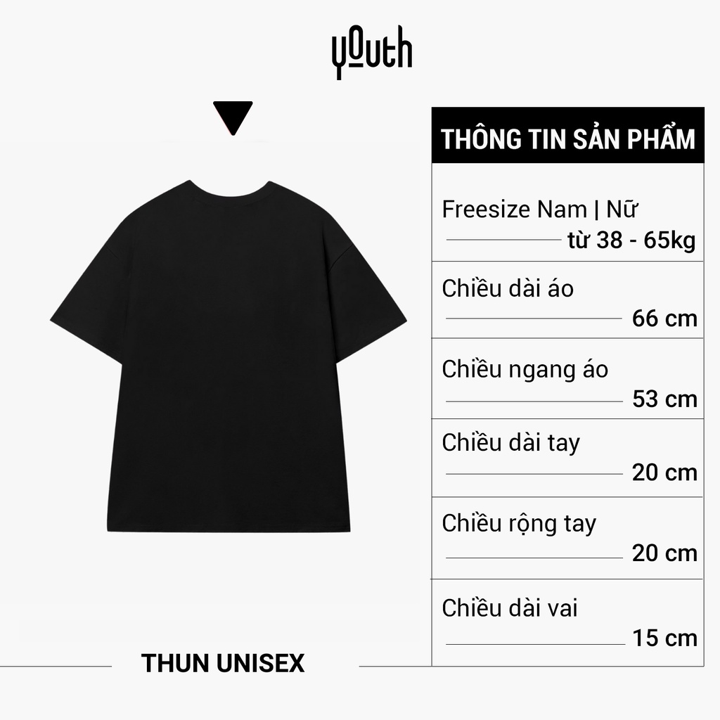 Áo thun nam nữ nelly unisex YOUTH form rộng cổ tròn tay lỡ vải Cotton xịn FreeSize - Teelab Đen