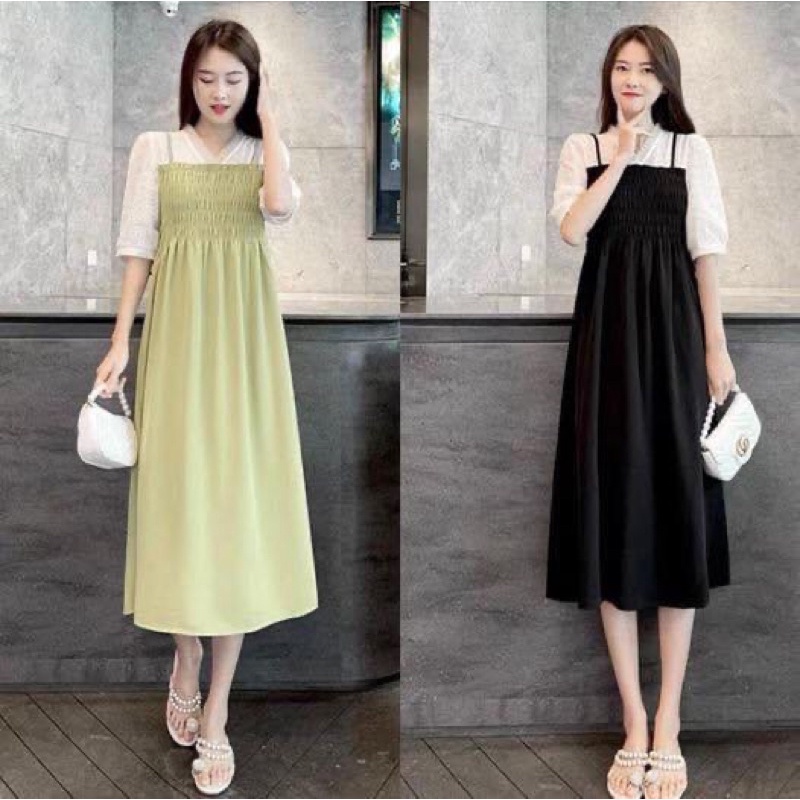 Đầm bầu xinh  váy bầu mùa hè mẫu mới chất mát dang yếm Có chun ngực  Đi làm đi chơi đều xinh