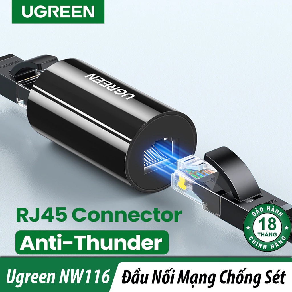 Đầu Nối Cáp Mạng RJ45 Chống Sấm Sét Cao Cấp | UGREEN NW116 Chính Hãng | Hỗ trợ Cat7/Cat6/Cat5e