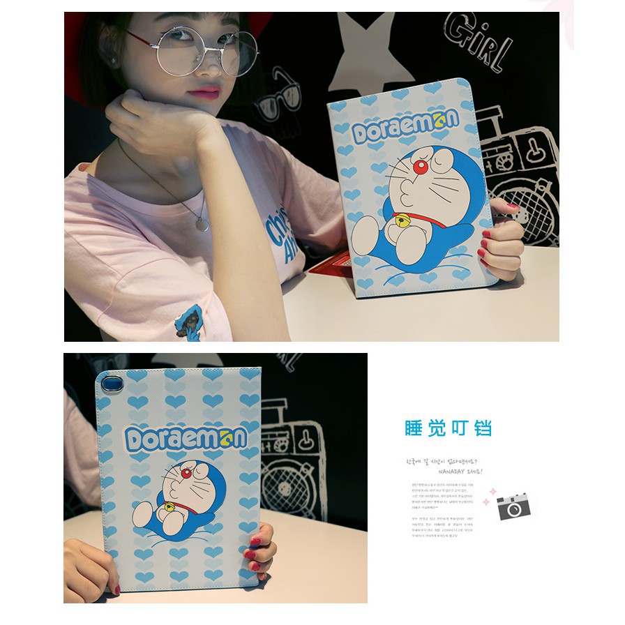 Ốp máy tính bảng nắp gập in hình vẽ Doraemon bằng da PU dành cho Ipad 2017 Pro 9.7