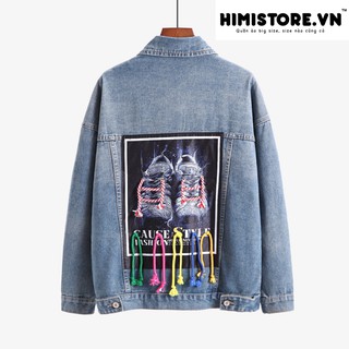 ÁO KHOÁC JEAN BIG SIZE BASIC PHỐI HỌA TIẾT HÌNH TUA RUA SAU LƯNG PHONG CÁCH THỜI TRANG CÁ TÍNH - HIMISTORE