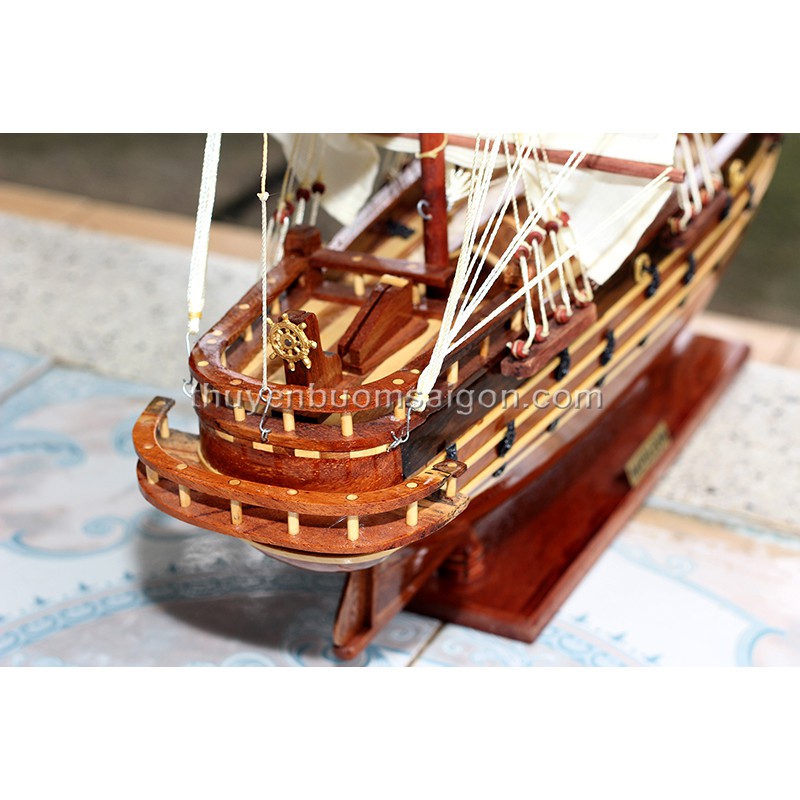 Mô hình thuyền buồm gỗ phong thủy thuyền gỗ trang trí Napoleon dài 80cm