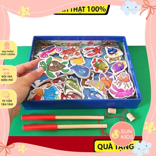 Bộ câu cá 32 con bằng gỗ gắn nam châm
