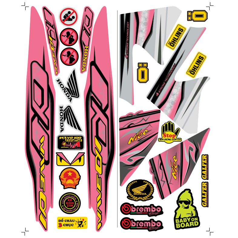Tem rời Wave a 50 - 100 cc Đời 2006-2016 Mẫu Alpha zin 2021 Phiên Bản Các Màu 919529