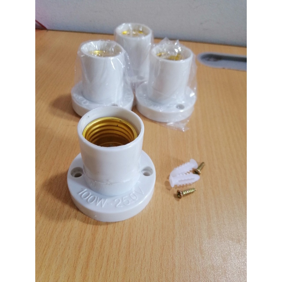Đui đèn E27 áp tường xoay 45 độ kèm vít