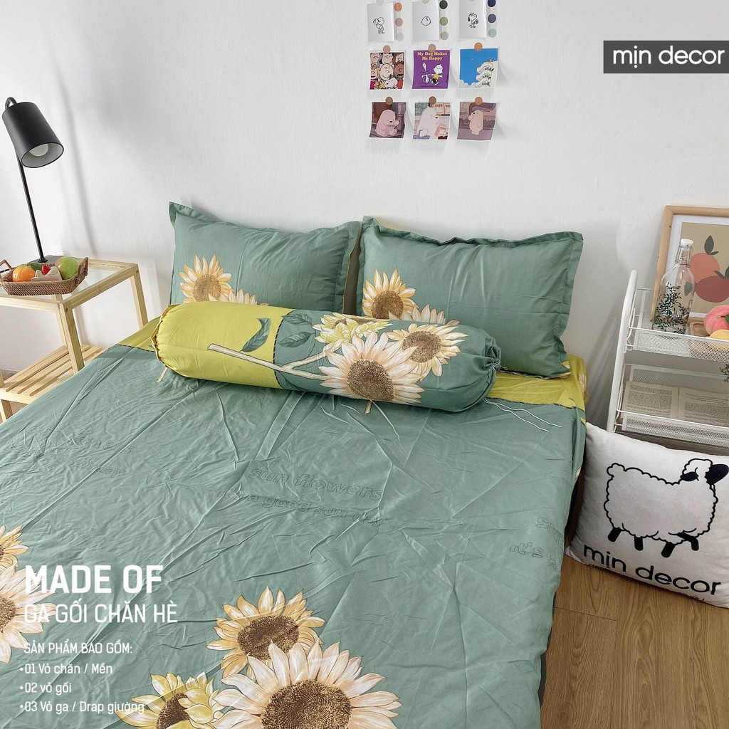 [Mẫu Mới 2021] Bộ Ga Giường Cotton 3D Mịn Decor - Drap Giường + 2 Vỏ Gối In 3D Ga Chun Mềm Mịn Nhiều Màu Sắc