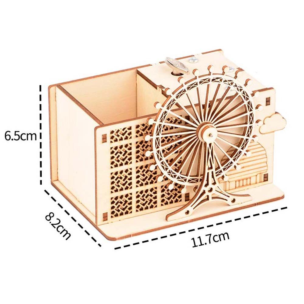 Bộ đồ chơi lắp ráp mô hình hộp nhạc kiêm ống đựng bút 3D bằng gỗ dùng làm quà tặng cho bé