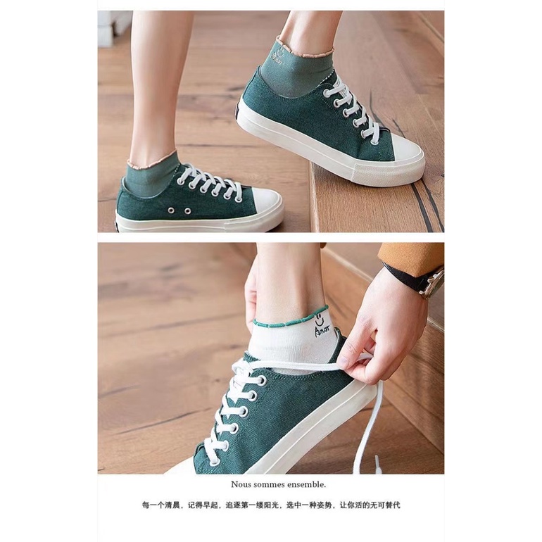 Tất thể thao cổ thấp phối ren phong cách Nhật Bản dễ thương thời trang cho nữ nữ