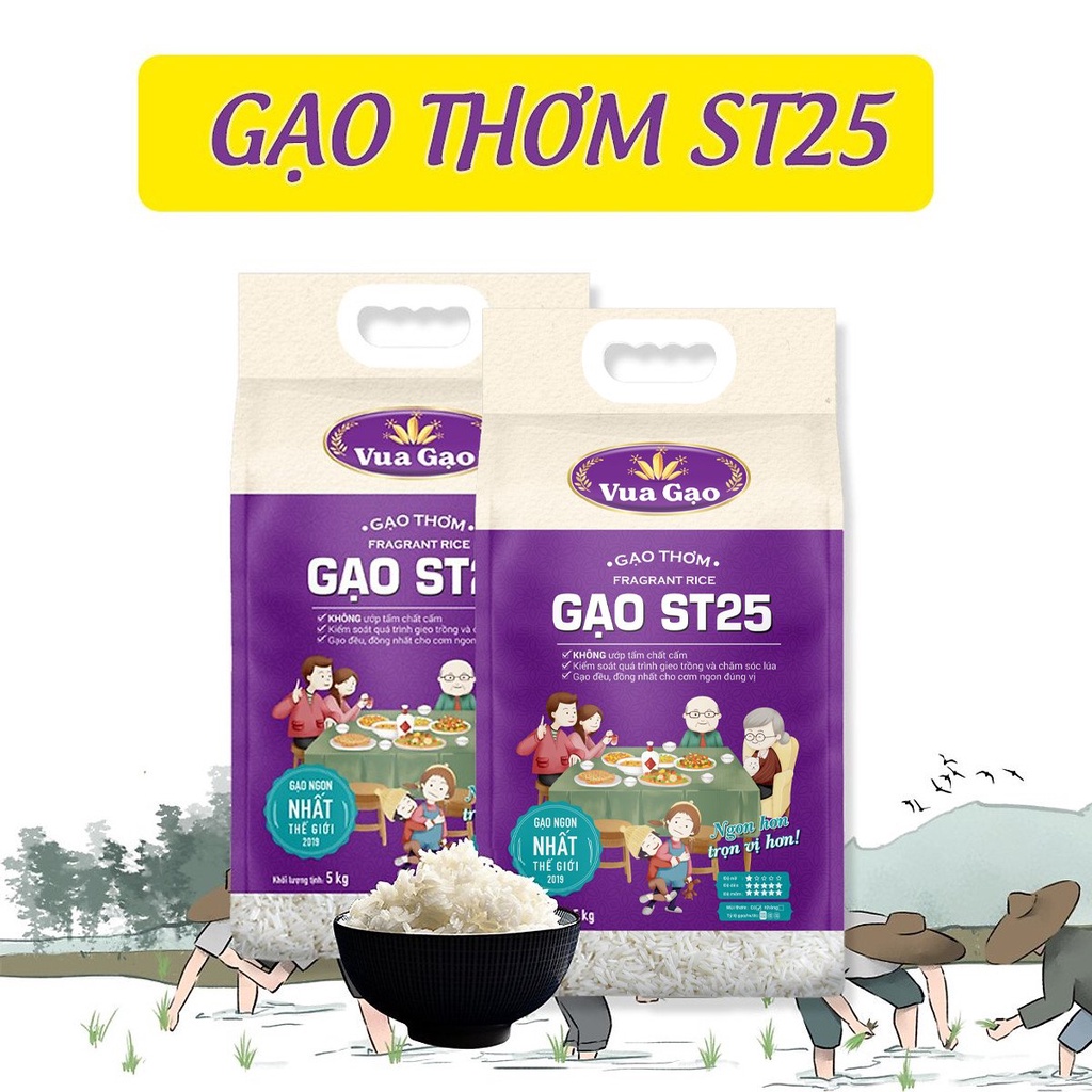 [MUA 3 TẶNG 25K] Combo 2 Túi Gạo ST25 5kg – Vua Gạo – Gạo Thơm Ngon, Dẻo Nhiều, Vị Đậm Đà – Top 1 Thế Giới 2019