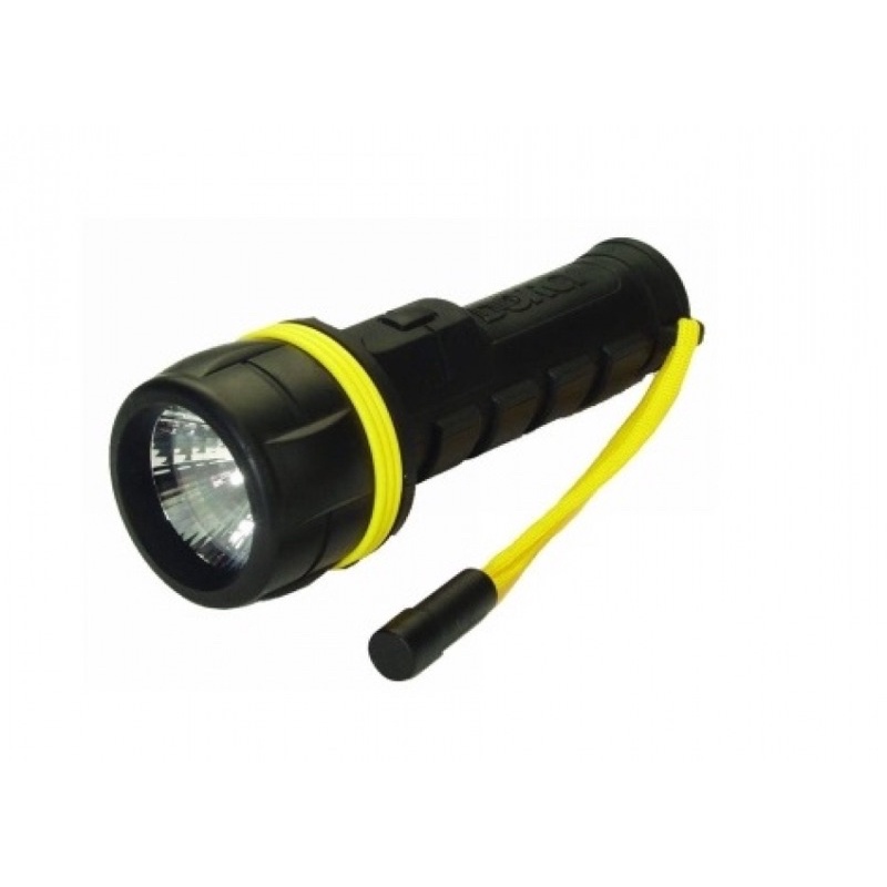 Đèn pin cao su chịu nước/ đèn PCCC ánh sáng vàng sử dụng 3 pin